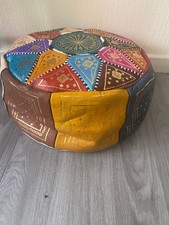 Handmade Multicoloured Pouffe New Genuine Leather Poufe Pouf Footstool large