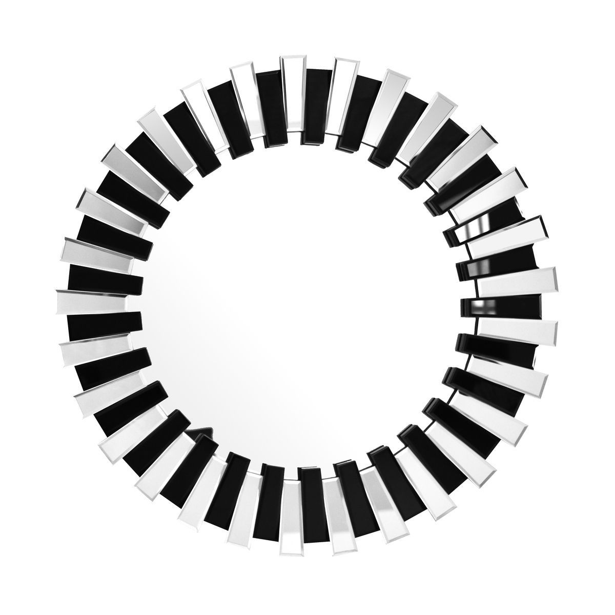 Miroir mural design Apollon 80cm en verre premium argent et noir