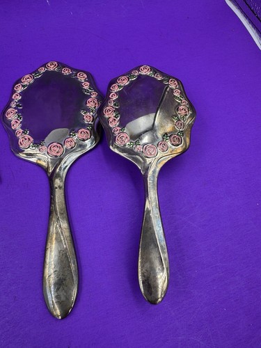 VTG -  Studio Silversmiths 3 Piece Vanity Set-The Rose Collection Silver Plated - Foto 4 di 8