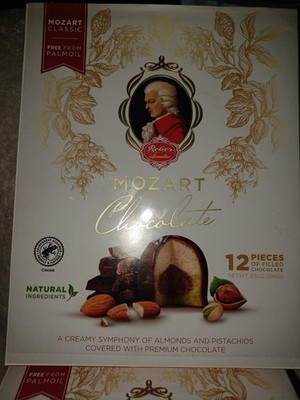 ''5'' German Reber Mozart Kugel Medium Size 12 pc. Portrait Box 8.5 oz Chocolates.