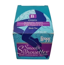L'eggs Sz B Smooth Silhouette Contouring Hosiery Coffee Sheer Toe New Old Stock