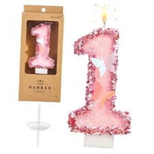 Number Birthday Candles, Butterfly Themed Number Candles, 1 Pink Butterfly