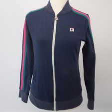 Fila Sport Full Zip Classic Track Jacket Women's Size Small Striped Sleeves