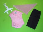 Vintage BARBIE 1962 1963 PAK PINK BODY BLOUSE BLACK SLIM SKIRT CHIFFON SCARF