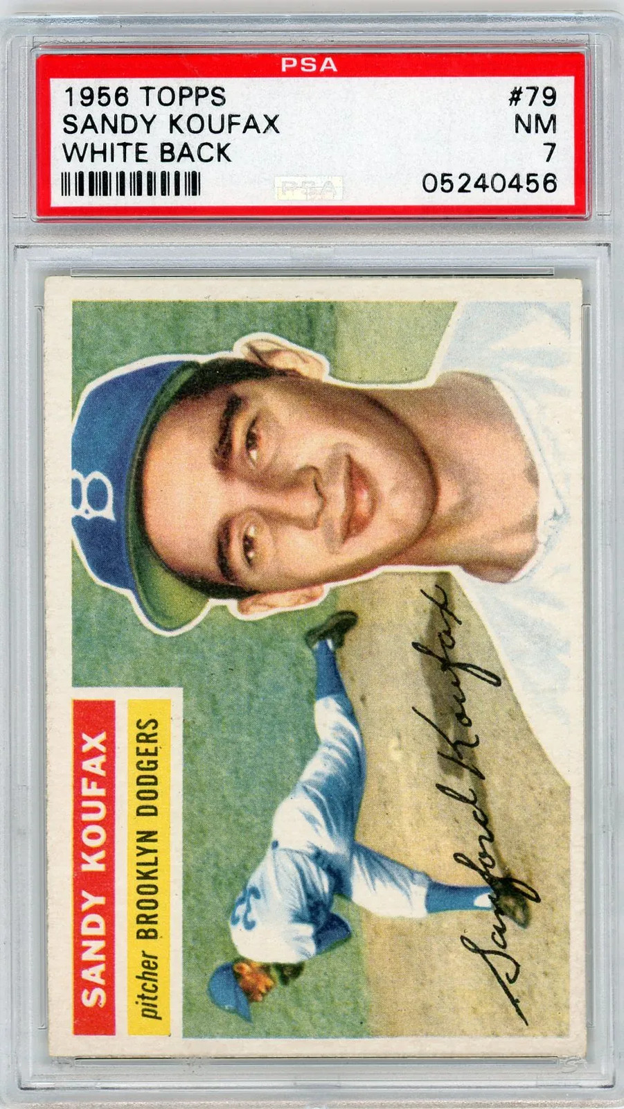 1956 Topps Sandy Koufax #79 White Back PSA 7