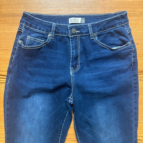 Angels of Difference dark wash embellished pocket boot cut womens jeans SIZE 16 - Picture 3 of 7