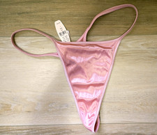 NWT Rare Vintage Victoria's Secret Pink Second Skin Satin V-String Panties L