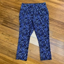 Livi Active Leggings Blue Black Abstract Print Lattice Ankle Cropped Size 14/16