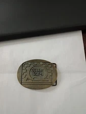 QUAKER STATE MOTOR OIL VINTAGE BELT BUCKLE USED BRASS . Unbranded