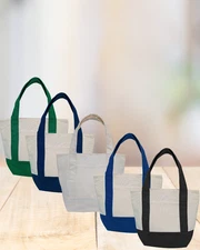 Mini CANVAS Shopping Tote (5x) LOT Bundle Grocery Beach Boat Bag All Purpose