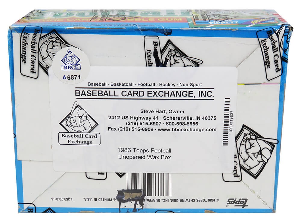 サトル・ウメザワ ボックスフォイルカード 1986 Topps Football Wax Box BBCE Sealed Wrapped - 36 Packs (Rice