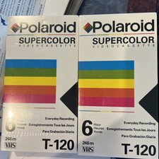 Lot of 2 New Sealed Blank VHS Polaroid Supercolor Video Recording Tapes T-120