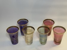 Neiman Marcus Heart Gold Rim Colored Water Iced Tea Glasses From Poland Set of 6