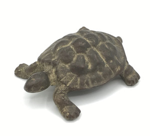 Vintage Miniature Brass Turtle Figurine Small Metal Tortoise ~ 2.875" long