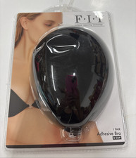 FIT Sweatproof Backless Strapless Plunge-Neck Adhesive Bra Black US Size D Cup