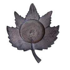 Maple Leaf Pillar Candle Holder Metal 7" x 6" Holds 2.5" Pillar Candle