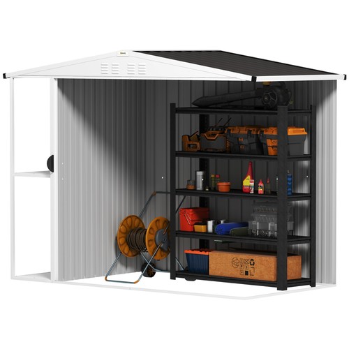 8 x 4ft Tool Shed , Metal Garden Shed with Lockable Door, Dark Gray