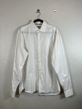 Burberry London Dress Shirt Mens 16.5 42 White Jacquard Nova Check Vintage HK