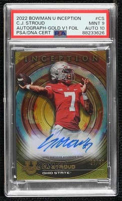 2022-23 Bowman Inception University Gold Foil V2 16/50 CJ Stroud PSA 9 Auto g1w