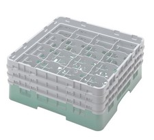CAMBRO GREEN 16 COMPARTMENT RACK 3 EXTENDERS MAX HEIGHT 174mm CLEARANCE
