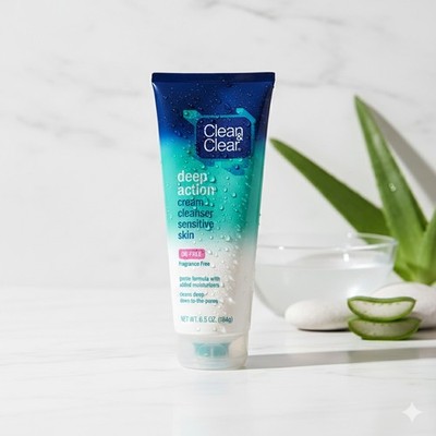 Clean & Clear Deep Action Cream Cleanser Oil-Free, Original Formula, 6.5 oz