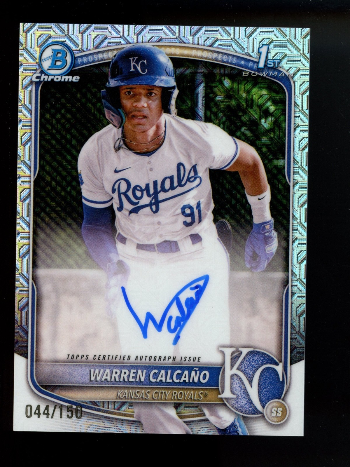 2025 Bowman Chrome Warren Calcano 1st Bowman HTA Choice  Auto /150 Royals