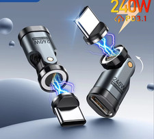 2-Pack USB C 90 Degree Adapter PD 240W USB Type C Right Angle Adapter, 360° & 18