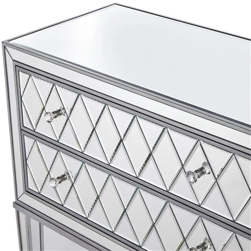 Elegant Decor Reflexion 2 Drawer 34" Mirrored Nightstand in Antique Silver - Picture 9 of 11