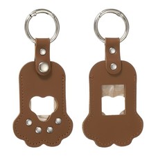 Pet Hair Keychain Cat Paw Shaped Keyring Brown 2Pcs