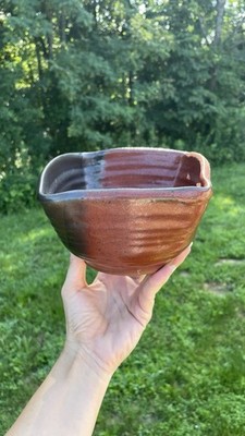 Vintage Handmade Pottery Bowl Two Tone Signed
