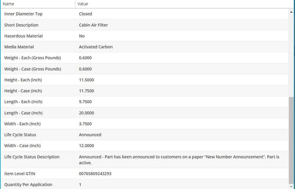 WIX Cabin Air Filter For BMW ALPINA B7L XDRIVE 2011-2015 V8-4.4L - Image 4 of 4