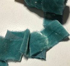 Hand Dyed Pastel Teal Silk Velvet Ribbon  4 Widths to choose from 