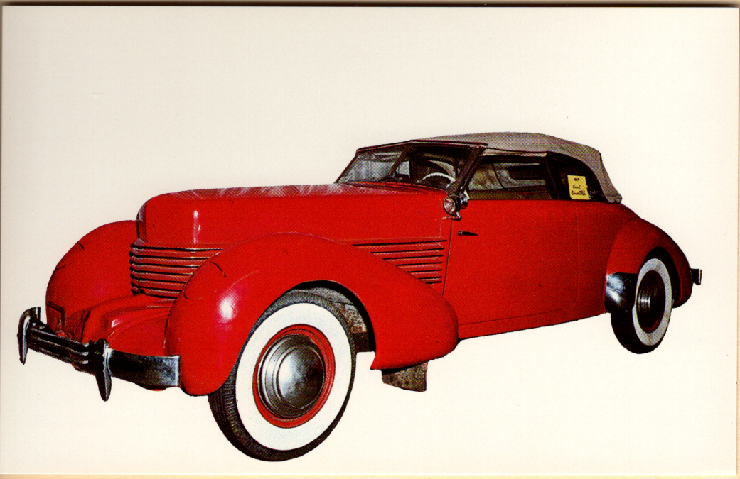 1937 CORD CONVERTIBLE PHAETON Vintage 60's Postcard Sturbridge Auto
