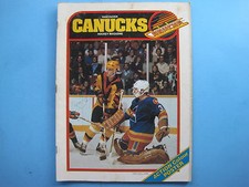 1980/81 VANCOUVER CANUCKS COLORADO ROCKIES PROGRAM GARY BROMLEY MASK POSTER AUTO
