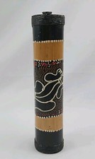 Wooden Bamboo Carved Rain Stick Musical Instrument Shaker 8" Lizard Gecko
