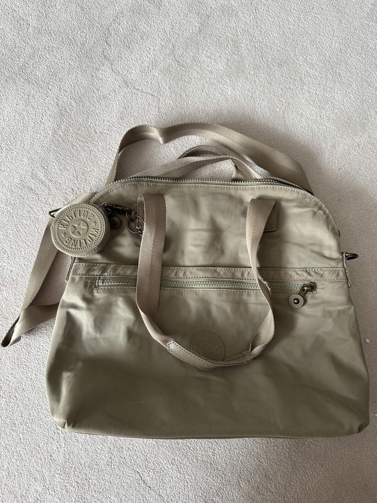 🐒Kipling Adila Premium Large Triple Compartment Bag Light Khaki eBay