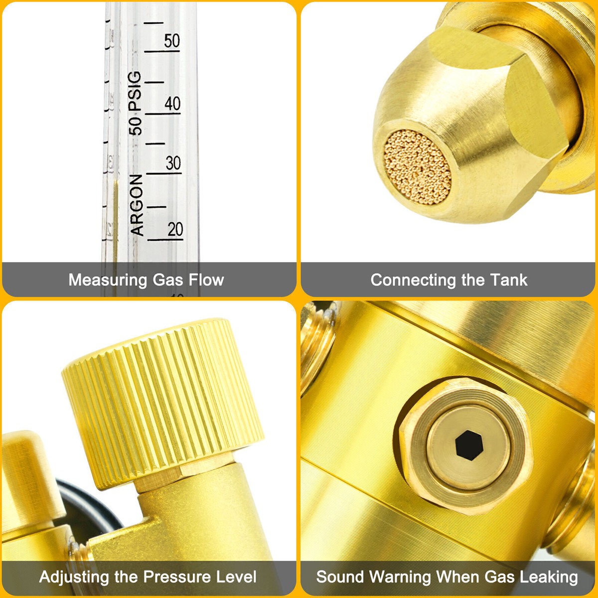BTSHUB Argon CO2 Mig Tig Flow Meter And Regulator Meter CGA580 0 To 60 CFH Welding Gas Flow Meter Full Copper