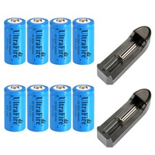 8pcs 16340 3.7v Ultrafire 1800mAH Rechargeable Li-ion Battery Cell 2pcs Charger