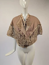 EARLY EDWARDIAN CASHMERE BODICE W BEAUTIFUL LINEN LACE EDGING