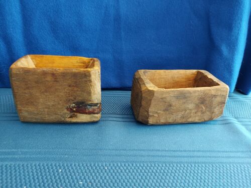 Two Antique Hand Hewed Butter Molds - Picture 1 of 4