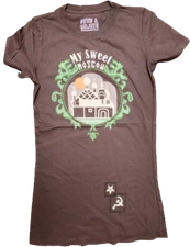 Womens David & Goliath My Sweet Moscow Soviet Russian Novelty Brown Tee T-Shirt 