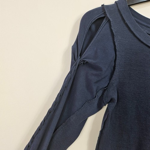 Free People - Daisy Chain Cuffed Long Sleeve T-Shirt - Navy - Small - Picture 2 of 7