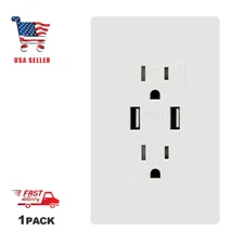 3.1A USB Outlet Duplex Receptacle 15 Amp, Tamper Resistant Childproof UL Listed 