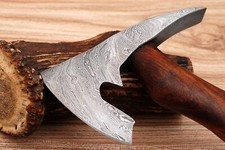 HANDMADE DAMASCUS STEEL VIKING BEARDED CAMPING HATCHET TOMAHAWK AXE SPIKE HEAD