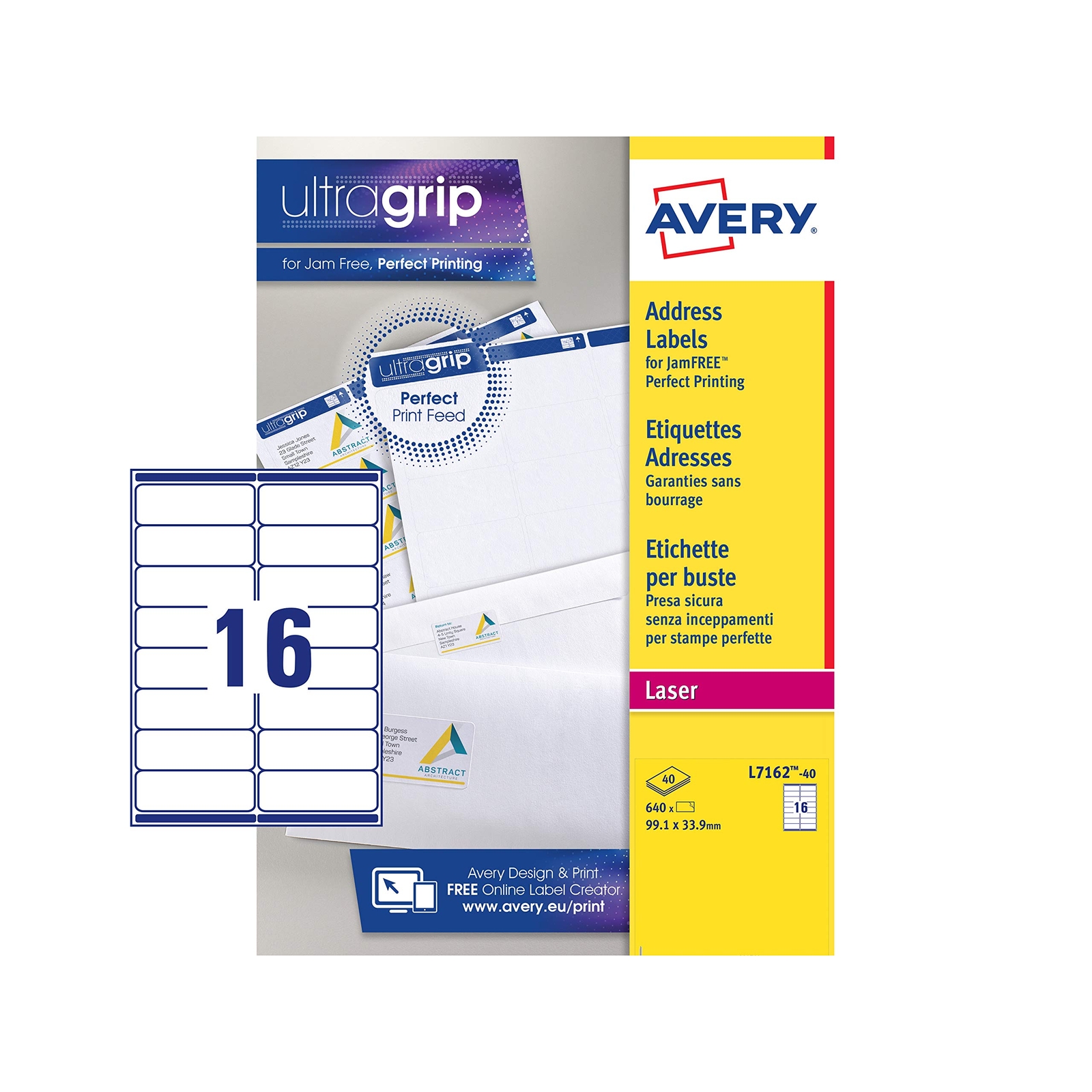 Avery Self Adhesive Address Mailing Labels, Laser Printers,16 Labels Per A4 shee