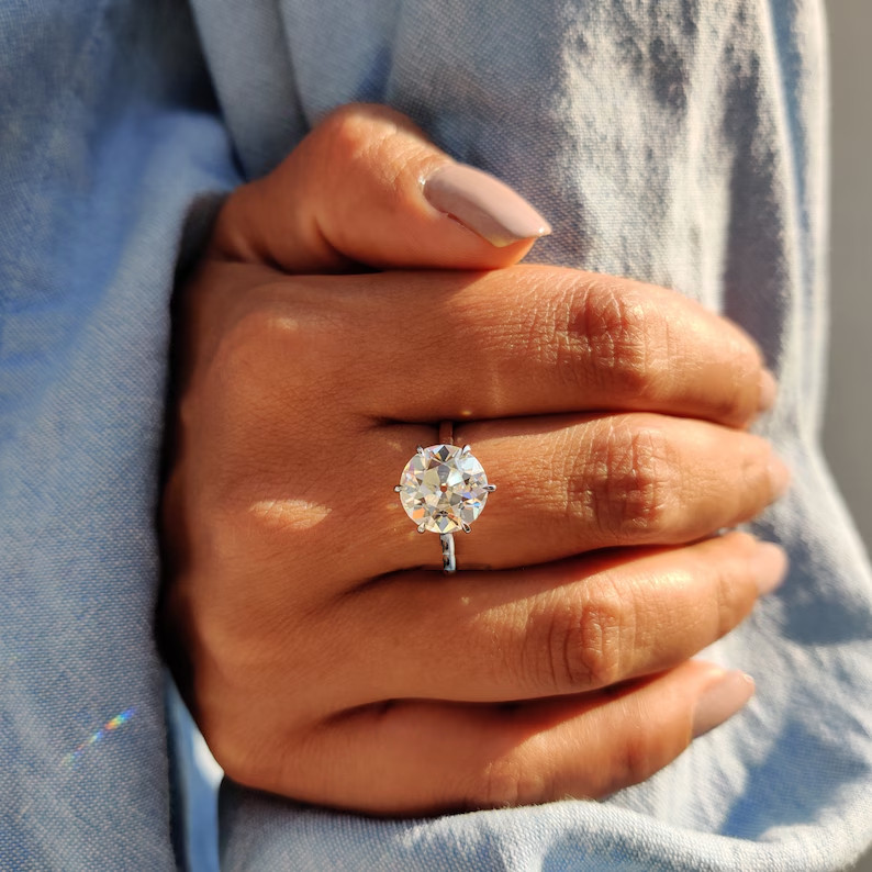 3.80Ct White OEC Round Cut Moissanite Engagement Ring 925 Sterling Silver