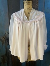 Vintage Vanity Fair Bed Jacket Nylon Lace Romantic Fairy Core Soft Pink Sz S