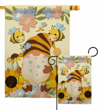 Blooming Gnome Garden Flag Friends Decorative Small Gift Yard House Banner