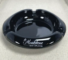 THE MONTELEONE New Orleans Hotel Ashtray Black Amethyst Glass MCM Vtg 1970's