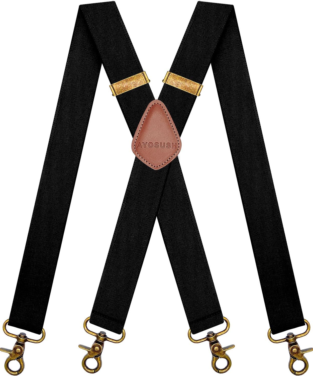 AYOSUSH Vintage Suspenders for Men Heavy Duty 4 Snap Hooks for Belt Loops Adjust